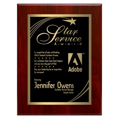 Piano Finish With A Plate-Rosewood, Award Trophy, 10x1