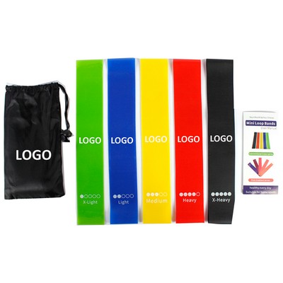 5 In 1 Exercise Loop Latex Elastic Resistance Band Set