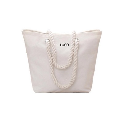 Canvas Tote Boat Bag W/ Rope Handle