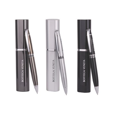 Union Printed - Twist Metal Ballpoint Pen w/ Matching Case Set