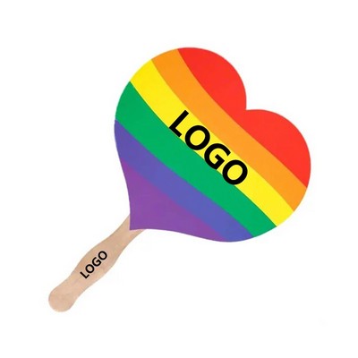 7" Eco Paper Rainbow Fan – Heart-Shaped LGBT Hand Fan