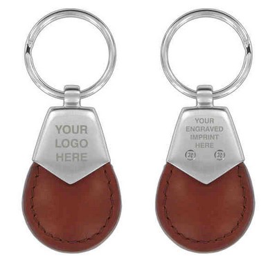 Brown Synthetic Leather Key Chain with Satin Metal (Overseas Production)
