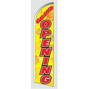 8' Poly-Knit Stock Feather Flag w/Pole Kit (Grand Opening w/Yellow Background)