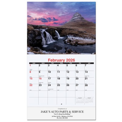 Peaceful Peaks Monthly Wall Calendar w/Staples (10 5/8"x18¼")