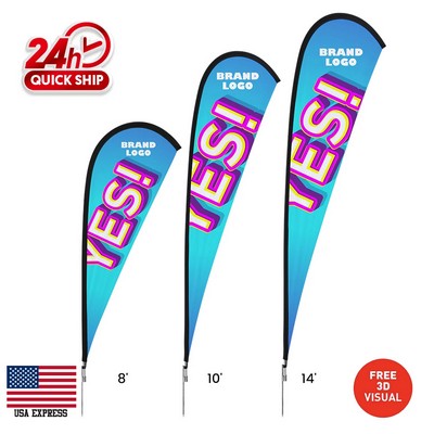 14' Custom Double-Sided Teardrop Flag w/Ground Stake