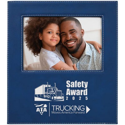 Leatherette Frame Holds 5 x 7, Blue/Silver