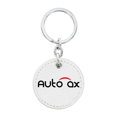 Round Shape White Leather Key Chain (Domestic Production)