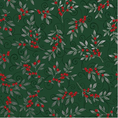 Holiday Floral Green Gift Wrap