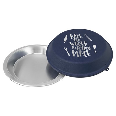 9" Aluminum Pie Pan with Navy Blue Lid