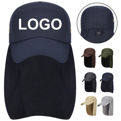 Baseball Cap With Removable Neck Flap