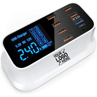 8-Port Desktop Charging Hub for Multiple Devices and Gadgets