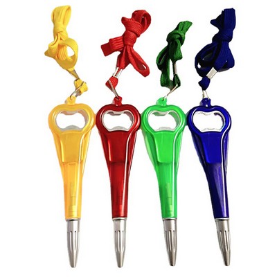 Necklace Bottle Opener with Pen