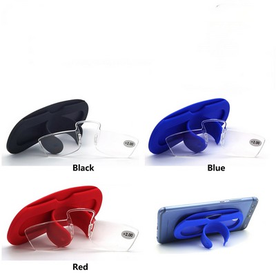 Nose Clip Reading Glasses with Silicone Pocket