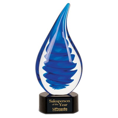10.25" Blue Twist Raindrop Art Glass