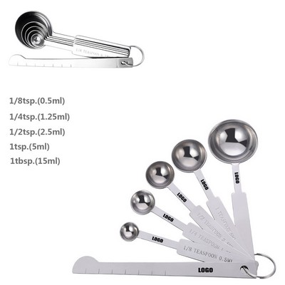 6in1 Stainless Steel Measuring Spoon with Leveler Engraved Measurement Marks