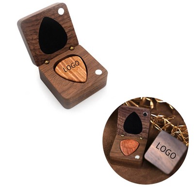 Walnut Wood Guitar Pick Set With Keepsake Box