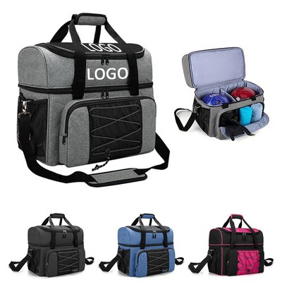 Custom Double Ball Bowling Tote Bag w/Padded Divider & Bowling Shoes Compartment MOQ10PCS