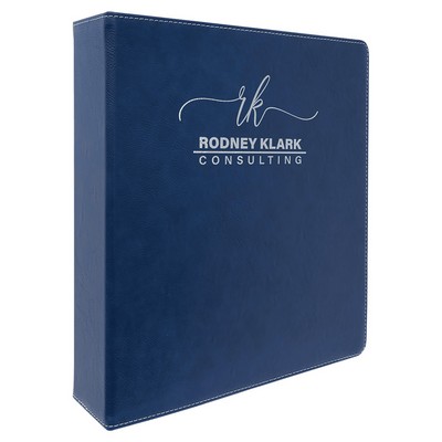 Blue/Silver Leatherette 3 Ring Binder with 2" Slant D Rings