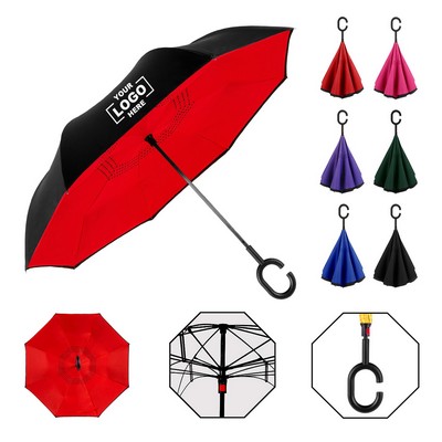 Hands-Free Inverted Umbrella with C-Shape Handle