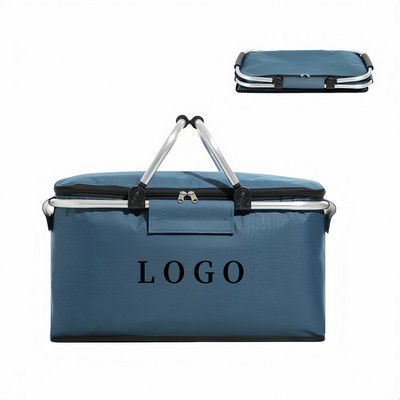 Foldable Insulated Picnic Basket Made of Oxford Fabric