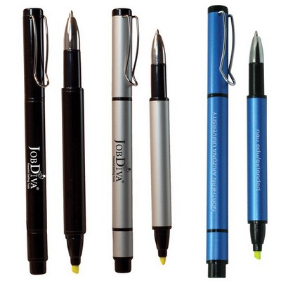 Recycled Aluminum Pen w/Highlighter