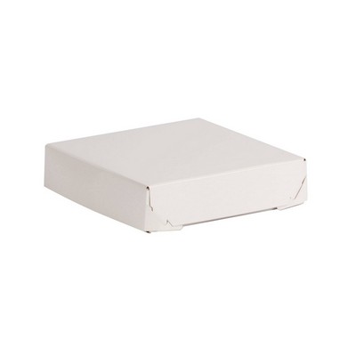 White 2 Piece Lock Corner Design Gift Box (6 1/2" x 6 1/2" x 1 1/2")