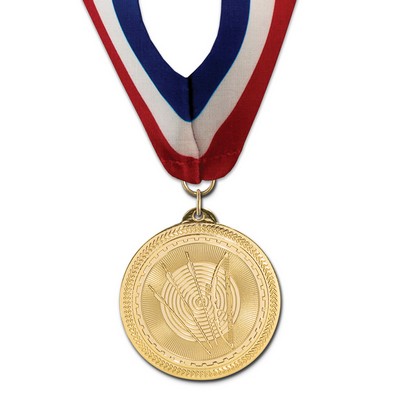2" Archery Brite Laser Medal w/ Stock Millennium Neck Ribbon