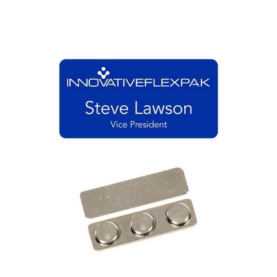 Name Badge -Royal Blue Plastic- 1.5x3 laser engrave to white. No Minimums