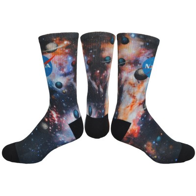 Made in the USA Athletic Crew Sock (Black Heel and Toe) w/DTG Printing