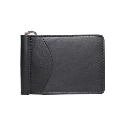 Ashlin® Designer Anwell Midnight Black 2-Pocket Money Clip Wallet