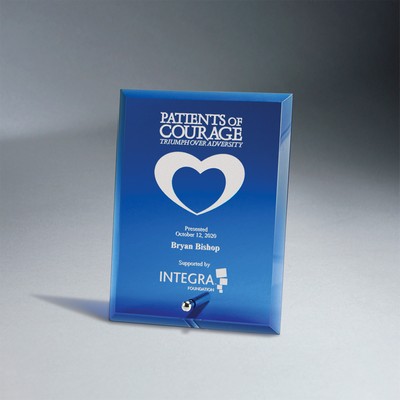 Premium Blue Glass Tablet with Metal Stand (4"x6")