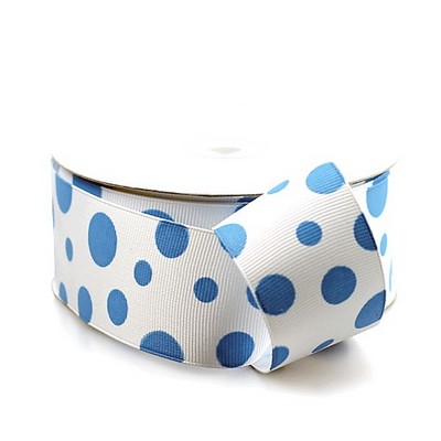 Turquoise Polka Dot Ribbon Printed on Grosgrain