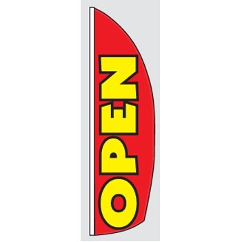 8' Poly-Knit Stock Sharkfin Flag (Open w/Red Background)
