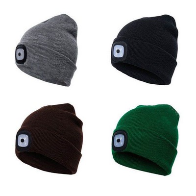 LED Knit Beanie Hat Acrylic Cap W/ Flashlight
