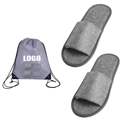 Open Strap Linen Travel Slipper w/Backpack