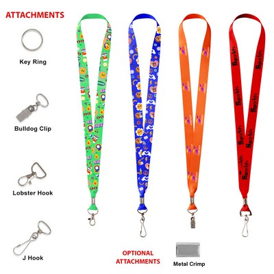 3/4'' Full Color Dye-Sublimated Lanyard W/ Metal Crimp & Optional Clamp
