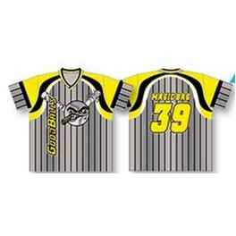 Pinstriped Pullover Baseball Jersey w/Contrast Shoulder Yoke