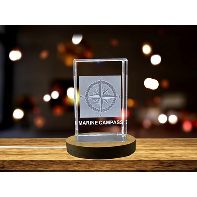 Navigating History | Marine Compass 3D Engraved Crystal
