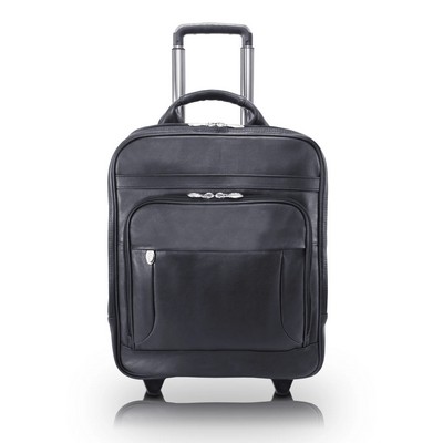 Luxury Line McKlein Black Napa Leather 17" Detachable-Wheeled 3-Way Laptop/Backpack Case