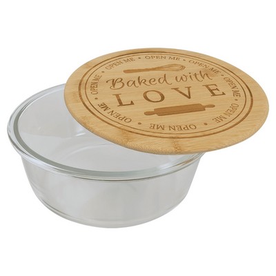 44 oz. Round Glass Container with Bamboo Lid