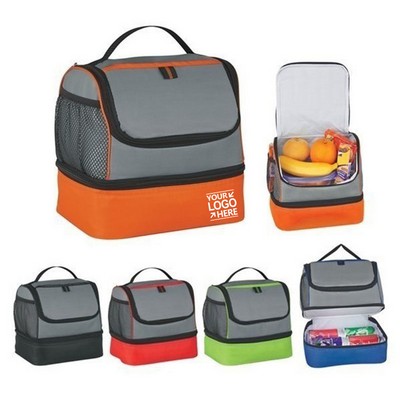 Two-Tone Cooler Lunch Bag w/Mesh Side Pocket