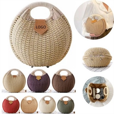 Woven Rattan Tote Handbag