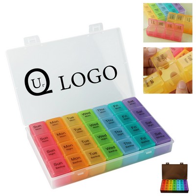 Large 28 Grid Rainbow Medicine Box