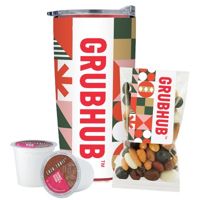 Promo Revolution - 20 Oz. Straight Tumbler Gift Set w/ Espresso Mix & 2 Single Serve Coffee Pods