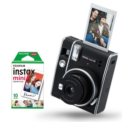 FujiFilm Instax Mini 40 Instant Camera W/ 10 Count Film Black