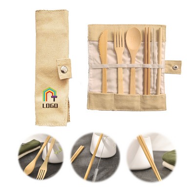 Bamboo Utensil Set Of 6 W/ A Case