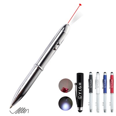 Stylus Metal Pen With Flashlight Laser Pointer