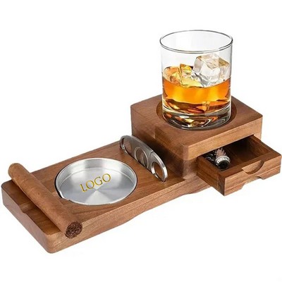 Cigar Ashtray Whiskey Glass Tray