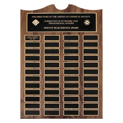 American Walnut 36 Plate Perpetual Plaque w/Brass Plates