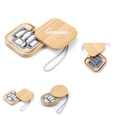 Bamboo Multi USB Charging Cable Organizer Kit